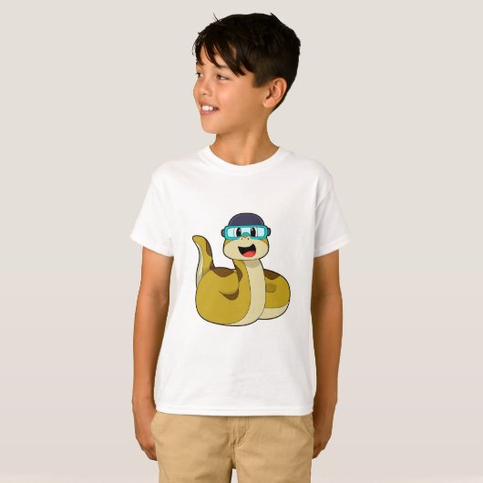 Snake met zwembril t-shirt (Voorkant volledig)