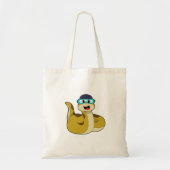 Snake met zwembril tote bag (Voorkant)