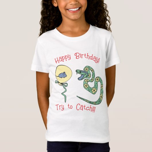 Snake@Mouse print kinder t-shirt Happy Birthday (Voorkant)