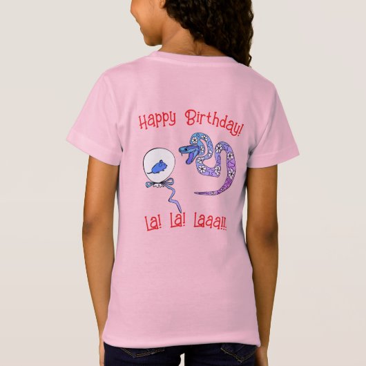 Snake@Mouse print kinder t-shirt Happy Birthday (Achterkant)