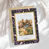 Snake & Mushroom Black 2 Foto Chinees Nieuwjaar Feestdagenkaart