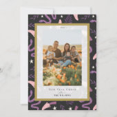 Snake & Mushroom Black 2 Foto Chinees Nieuwjaar Feestdagenkaart (Voorkant)