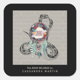 Snake Native American Animal Spirit Book Vierkante Sticker