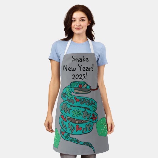 Snake Nieuwjaar 2025! Volledige Bedrukking Schort (Gedragen)