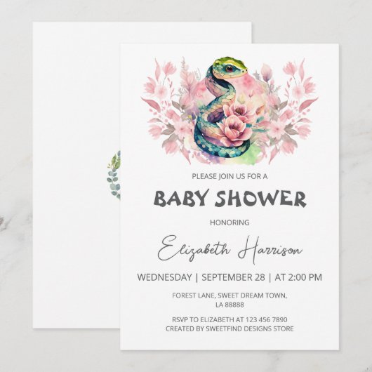 Snake Oerwoud Girl Baby shower Kaart (Voorkant / Achterkant)