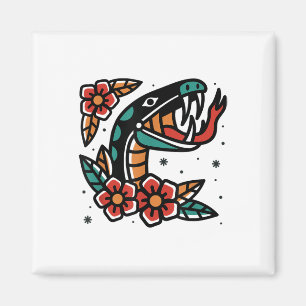 Snake Old School American Traditional Tattoo Flash Magneet