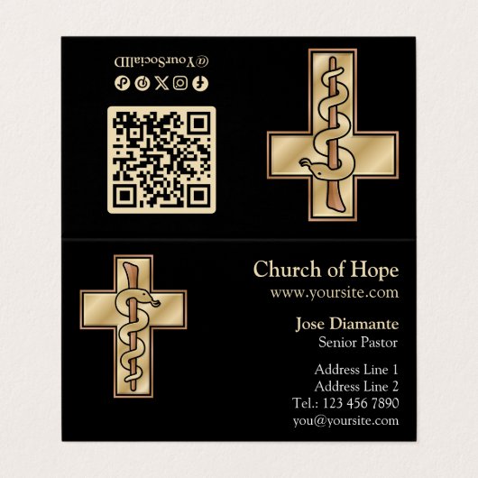 Snake on Cross Visitekaartje (Buitenkant ongevouwen)