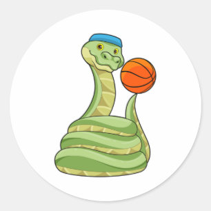 Snake op Basketball Sports Ronde Sticker