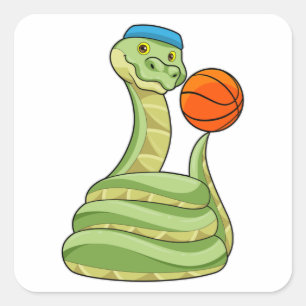 Snake op Basketball Sports Vierkante Sticker