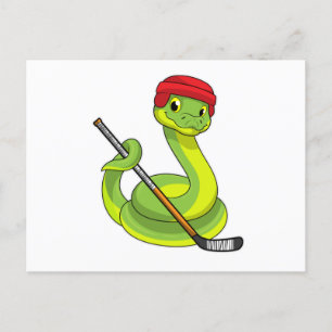 Snake op Ice hockey met Ice hockey stick Briefkaart