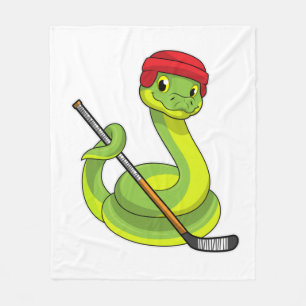 Snake op Ice hockey met Ice hockey stick Fleece Deken