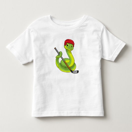 Snake op Ice hockey met Ice hockey stick Kinder Shirts (Voorkant)