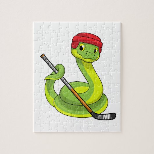 Snake op Ice hockey met Ice hockey stick Legpuzzel (Verticaal)