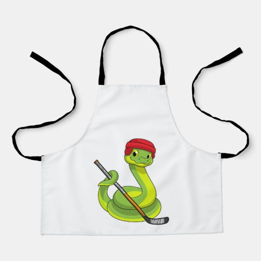 Snake op Ice hockey met Ice hockey stick Schort (Voorkant)