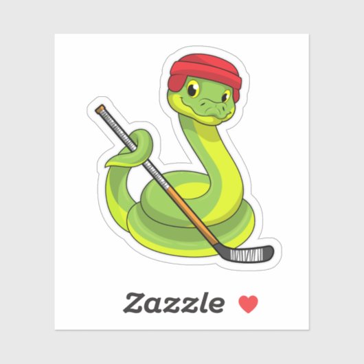 Snake op Ice hockey met Ice hockey stick Sticker (Vel)
