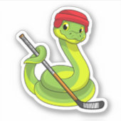 Snake op Ice hockey met Ice hockey stick Sticker (Voorkant)