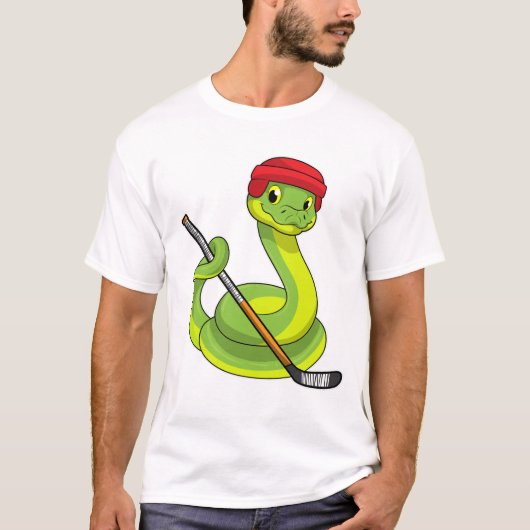 Snake op Ice hockey met Ice hockey stick T-shirt (Voorkant)