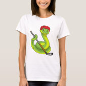 Snake op Ice hockey met Ice hockey stick T-shirt (Voorkant)