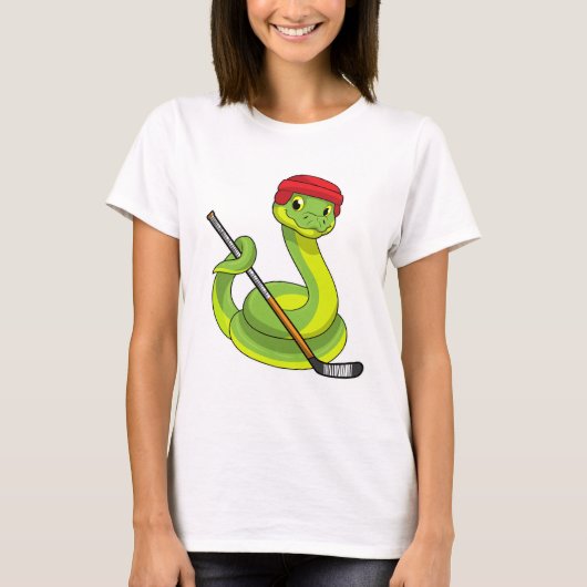 Snake op Ice hockey met Ice hockey stick T-shirt (Voorkant)