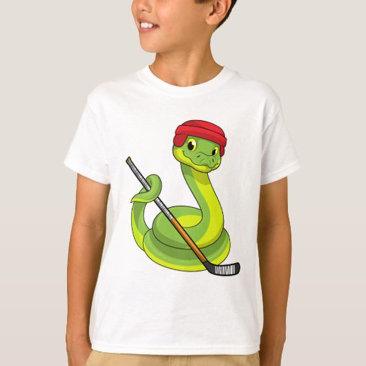 Snake op Ice hockey met Ice hockey stick T-shirt (Voorkant)