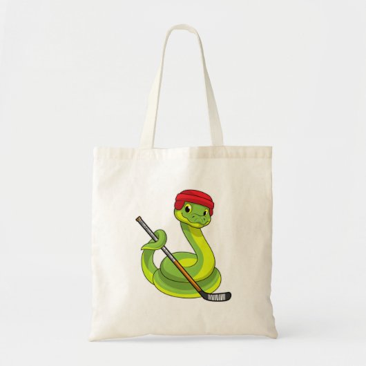Snake op Ice hockey met Ice hockey stick Tote Bag (Voorkant)