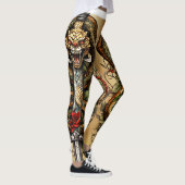 Snake opgerold rond dolk tattoo ontwerp leggings (Rechts)
