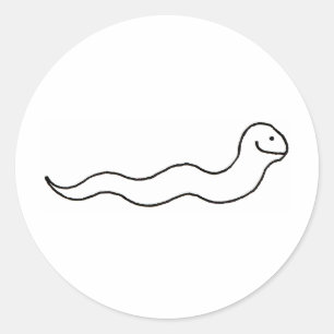 Snake or Worm - Leuk lijntekensymbool logo Ronde Sticker