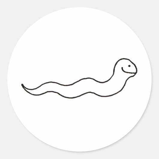 Snake or Worm - Leuk lijntekensymbool logo Ronde Sticker (Voorkant)