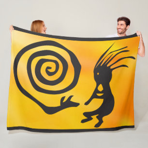 Snake Petroglyph Silhouette Kokopelli Fleece Deken