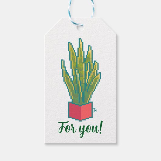 Snake plant, for you, pixelart, Pixel Art Cadeaulabel (Voorkant)