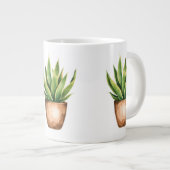 Snake Plant Line Drawing Minimalist Mug Grote Koffiekop (Voorkant rechts)