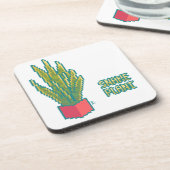 Snake plant Pixelart, Pixel Art Bier Onderzetter (Linkerzijde)