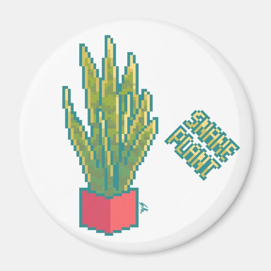 Snake plant Pixelart, Pixel Art Magneet (Voorkant)