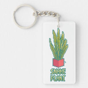 Snake plant Pixelart, Pixel Art Sleutelhanger