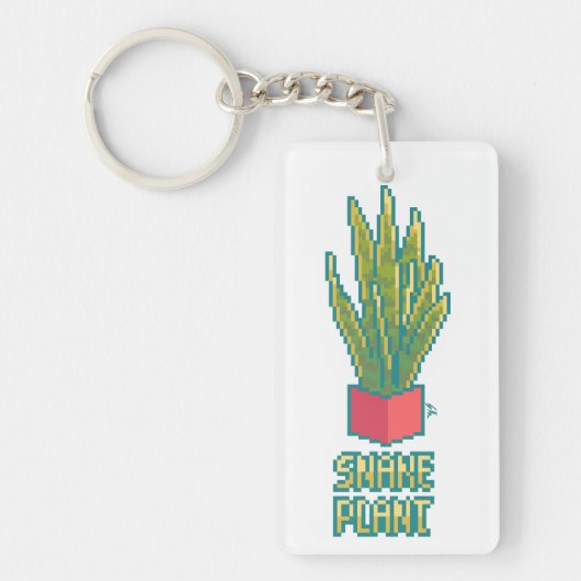Snake plant Pixelart, Pixel Art Sleutelhanger (Voorkant)