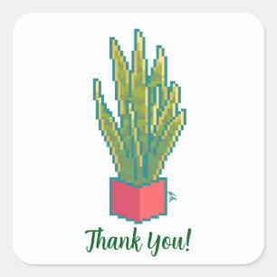 Snake plant, thank you, pixelart, Pixel Art Vierkante Sticker