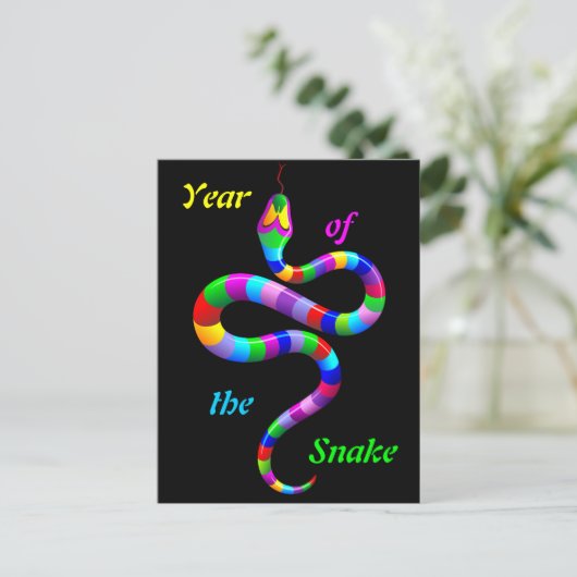 Snake Psychedelic Rainbow Briefkaart (Staand voorkant)
