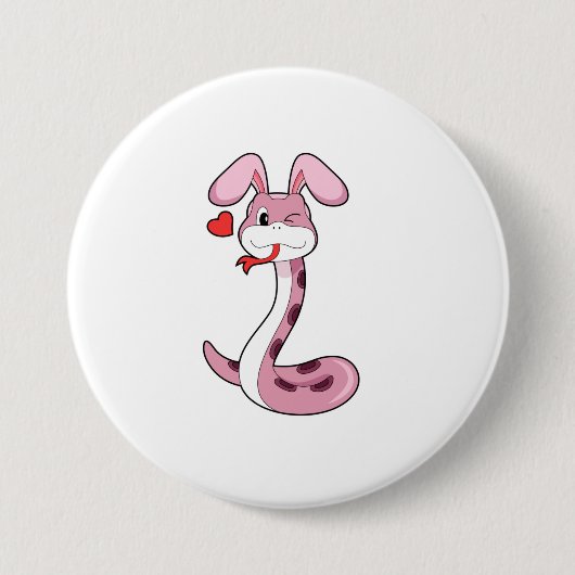 Snake Rabbit Heart Ronde Button 7,6 Cm (Voorkant)