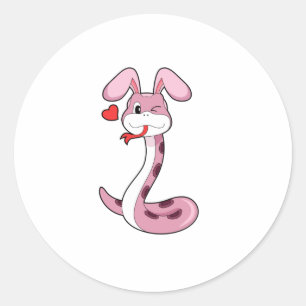 Snake Rabbit Heart Ronde Sticker