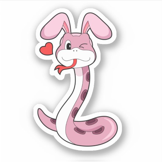 Snake Rabbit Heart Sticker (Voorkant)