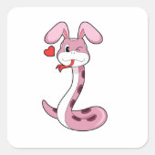 Snake Rabbit Heart Vierkante Sticker (Voorkant)