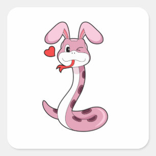 Snake Rabbit Heart Vierkante Sticker