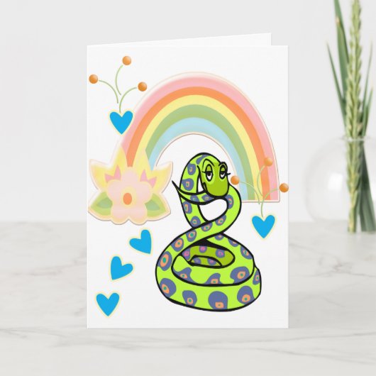 Snake Rainbow Wenskaart Feestdagen Kaart (Voorkant)