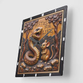 Snake Rat Friendship Wood Vierkante Klok (Hoek)