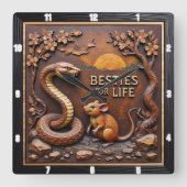 Snake Rat Sunset Friends Vierkante Klok (Voorkant)