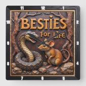 Snake Rat Unlikely Besties Vierkante Klok (Voorkant)