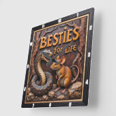 Snake Rat Unlikely Besties Vierkante Klok (Hoek)