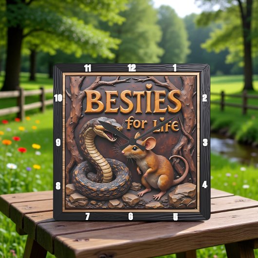 Snake Rat Unlikely Besties Vierkante Klok