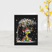 Snake Rendier Pet Kerstboom Grappige Xmas Kaart (Gele Bloem)