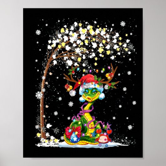 Snake Rendier Pet Kerstboom Grappige Xmas Poster (Voorkant)
